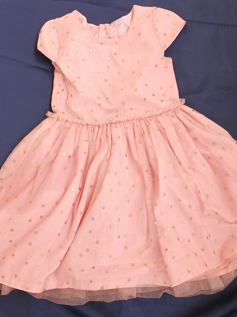 Carter's Girls Pink Gold Star Tulle Party Dress Size 6/6X